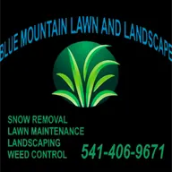 Blue mountain lawn and landscape logo